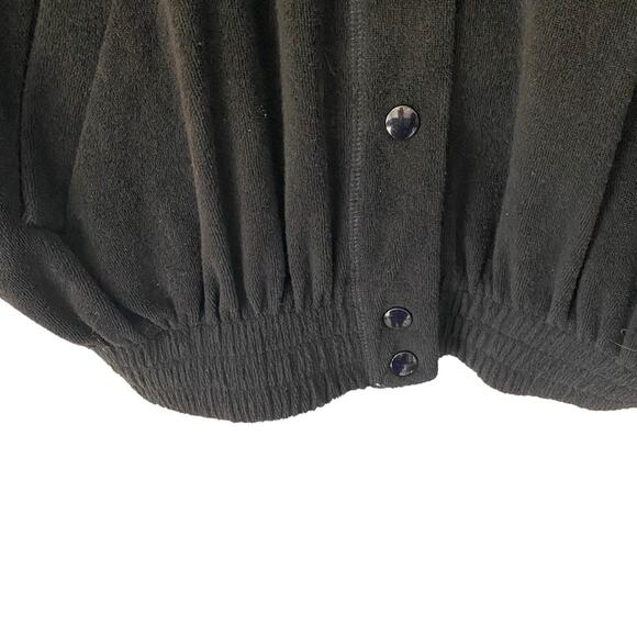 Vintage La Blanca Los Angeles Black Terrycloth Snap Nautical Crop Jacket small - Picture 2 of 7